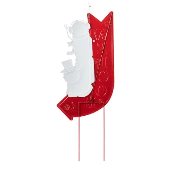 Glitzhome&reg; 35.75" Metal Christmas Snowmen Arrow Welcome Yard Stake {8}