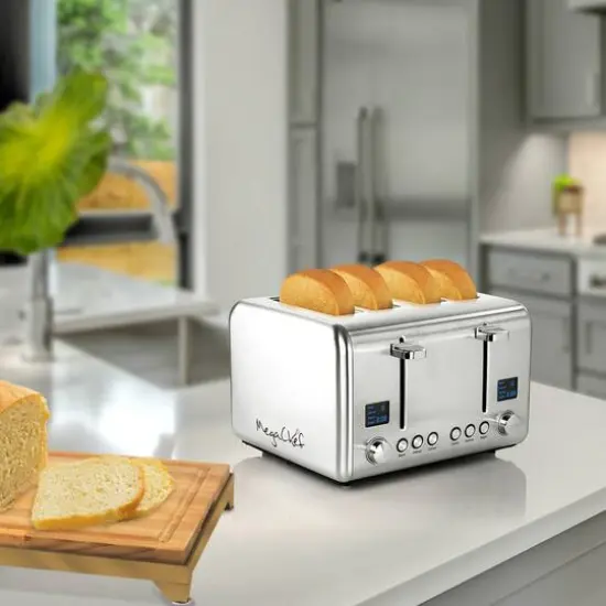 MegaChef Silver 4 Slice Toaster in Stainless Steel {8}