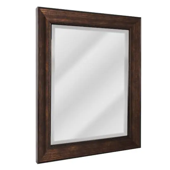 Head West&reg; 34.5" Deep Bronze Beaded Rectangular Framed Beveled Accent Wall Mirror {1}