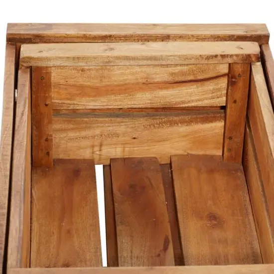 Set of 4 Brown Mahogany Farmhouse Storage Basket, 22" x 15" x 9" {8}