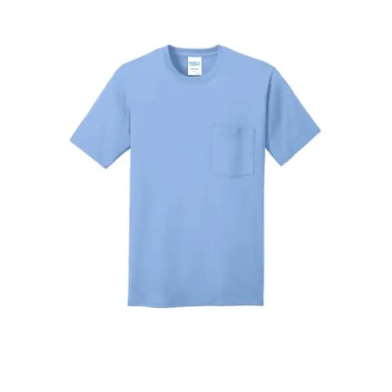 Port & Company&reg; Core Cotton Pocket Adult T-Shirt Light Blue {1}