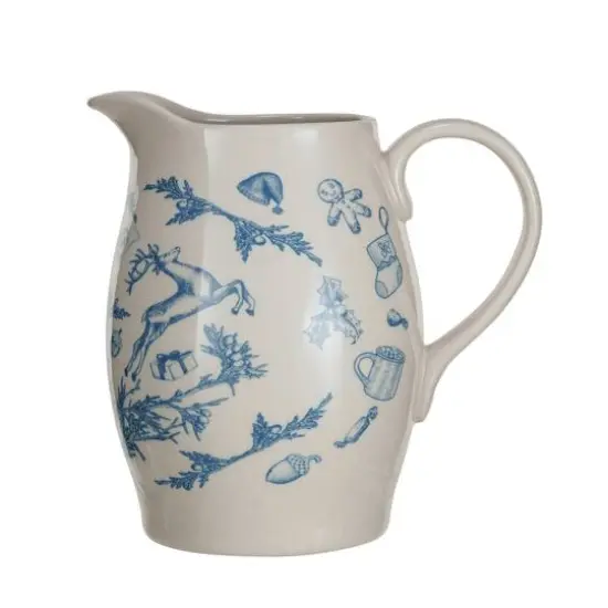 Hello Honey&reg; 1qt. Blue & Cream Classic Holiday Stoneware Pitcher {1}