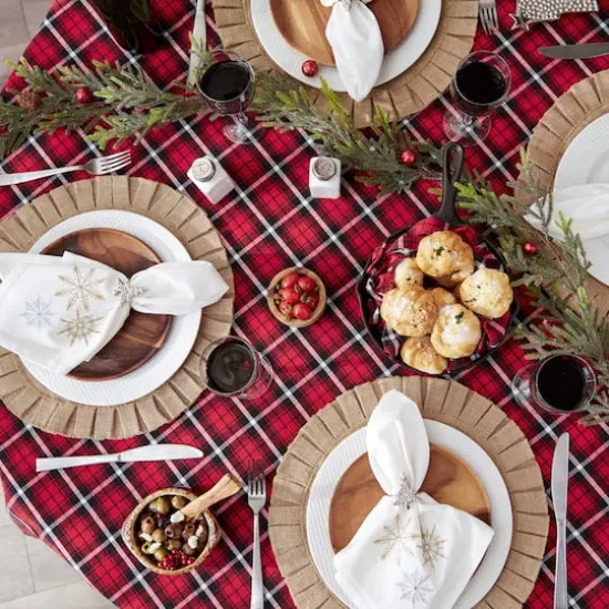 DII&reg; 70" Glad Tidings Plaid Tablecloth {4}