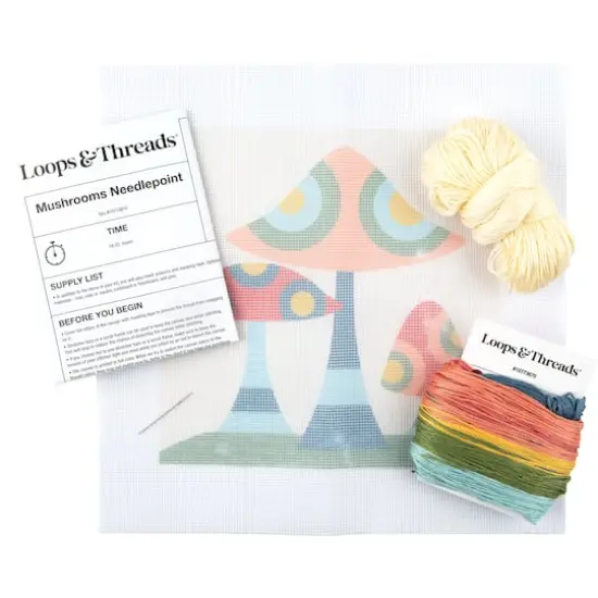 8" x 8" Retro Mushrooms Needlepoint Kit by Loops & Threads&reg; {4}