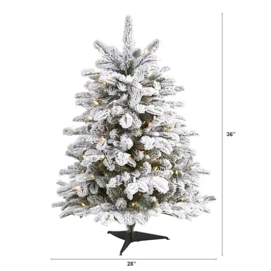 3ft. Pre-Lit Flocked North Carolina Fir Artificial Christmas Tree with Warm White Lights {3}
