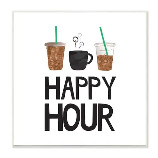 Stupell Industries Happy Hour Phrase Coffee Iced Drink Kitchen Beverage,12" x 12" {1}