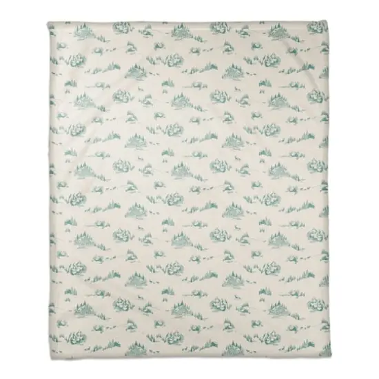 Snowy Town Teal 50x60 Coral Fleece Blanket {1}