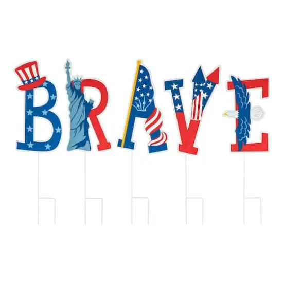 Glitzhome&reg; 43" Patriotic America Brave Yard Stake Set {1}