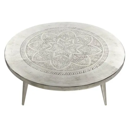 Silver Aluminum Traditional Coffee Table {3}