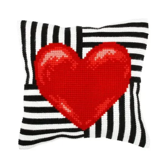 Orchidea Red Heart Cushion Cross Stitch Kit {1}