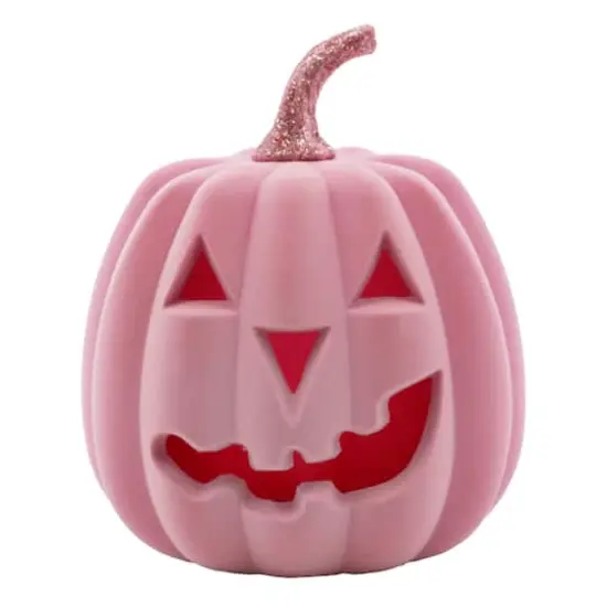 Flocked Lit Tabletop Jack-O'-Lantern by Ashland&reg; Light Pink {1}