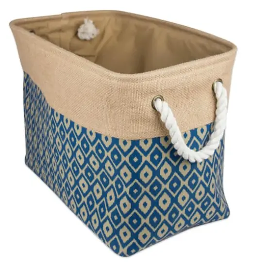 DII&reg; Medium Ikat Rectangle Burlap Bin Blue {1}