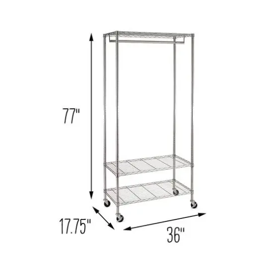 Honey Can Do Chrome 3-Shelf Deluxe Rolling Garment Rack {5}