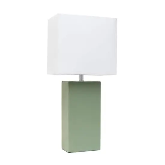 Lalia Home Lexington 21" Sage Green Leather Base Table Lamp {1}