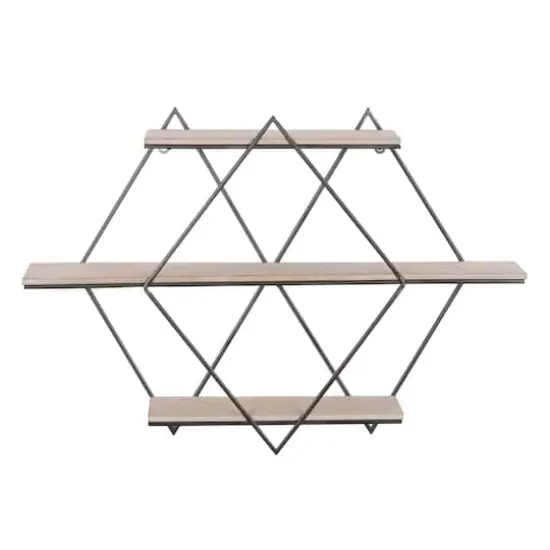 Brown Wood Contemporary Wall Shelf, 20" x 30" x 7" {1}