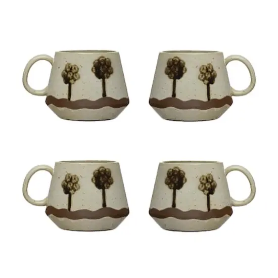 Hello Honey&reg; 20oz. Multicolor Stoneware Mug Set with Painted Trees {1}