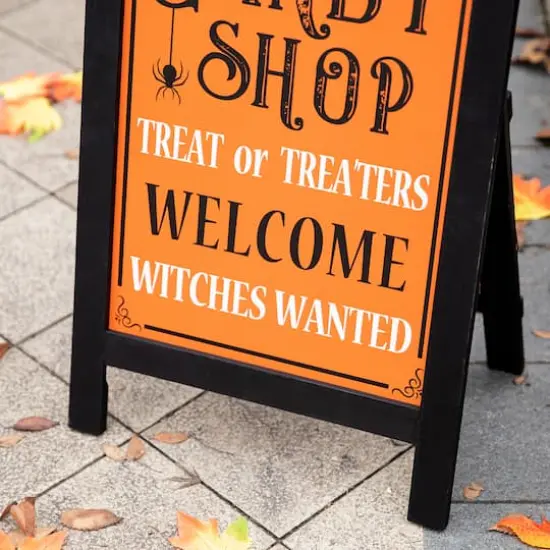 Glitzhome® 24" Halloween Wooden "Candy Shop" Standing Or Hanging Easel Sign {5}