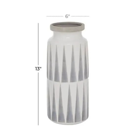 Gray Ceramic Traditional Vase, 13" x 6" x 6" {6}
