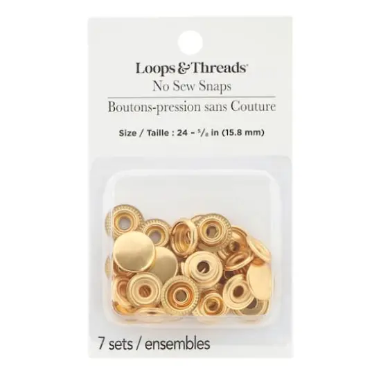 5/8" Gold No Sew Snaps, 7ct. by Loops & Threads&reg; {3}