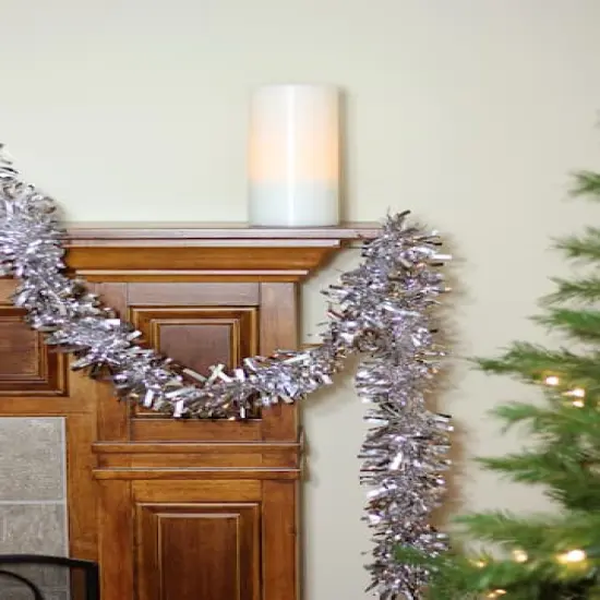 50ft. Silver Wide Cut Tinsel Garland {4}