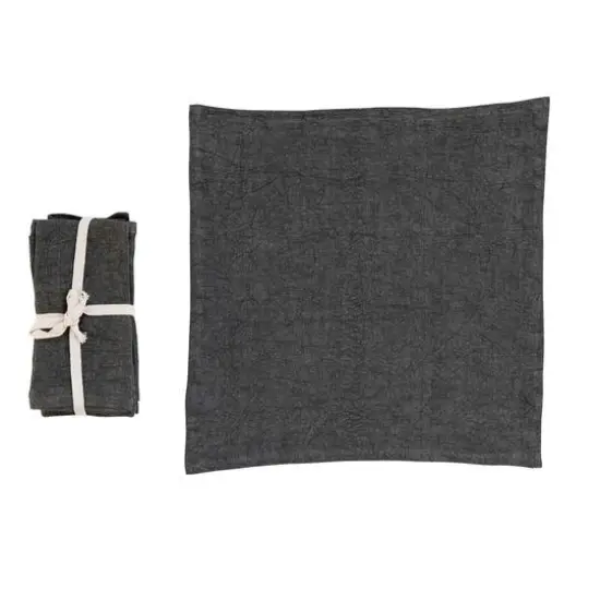 Hello Honey&reg; 18" Square Stonewashed Linen Dinner Napkins, 4ct. Charcoal {1}