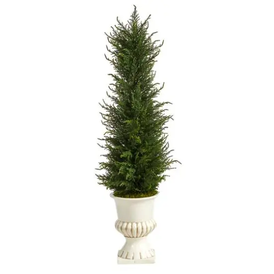 3ft. Cypress UV Resistant Artificial Tree in White Urn {1}
