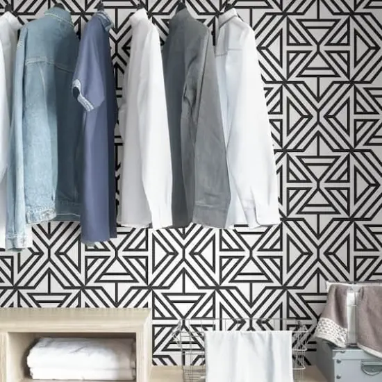 NuWallpaper Black Linear Peel & Stick Wallpaper {5}