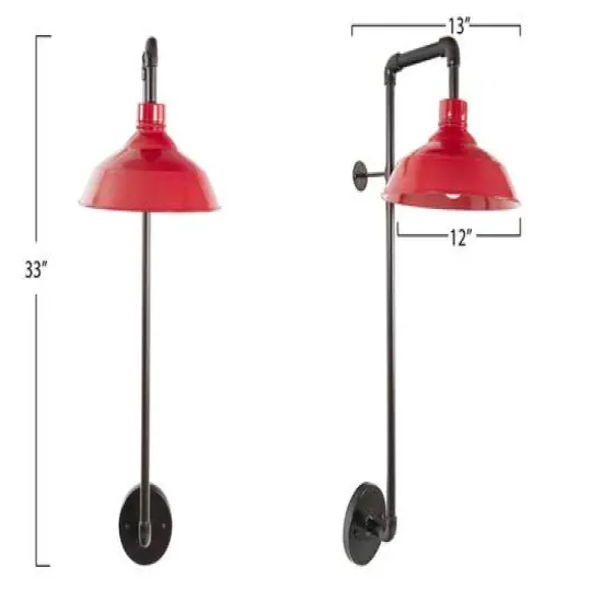 Hello Honey&reg; 33" Metal Wall Sconce with Round Shade Red {5}