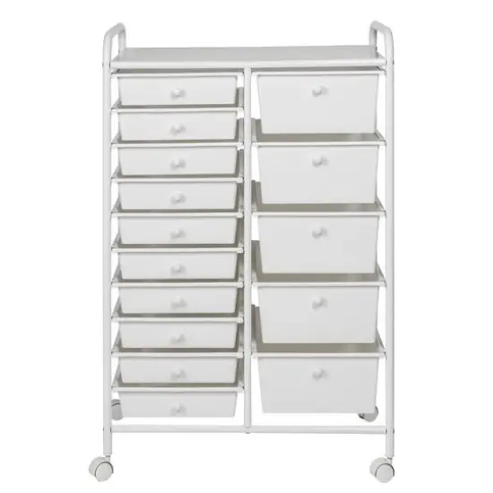 Honey Can Do White 15-Drawer Metal Rolling Storage Cart {8}