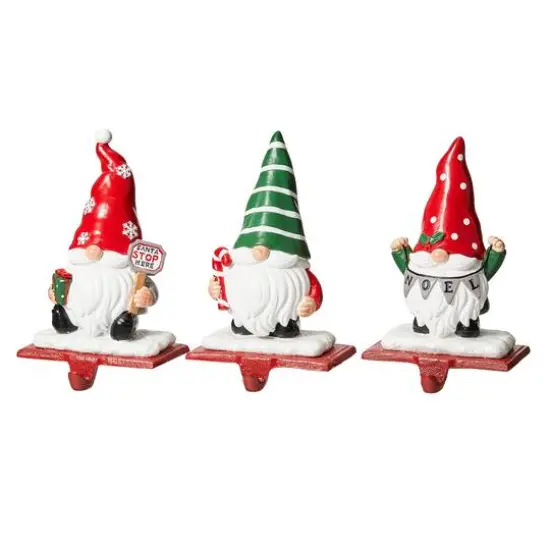 Glitzhome&reg; 7" Gnomes Stocking Holder Set {6}