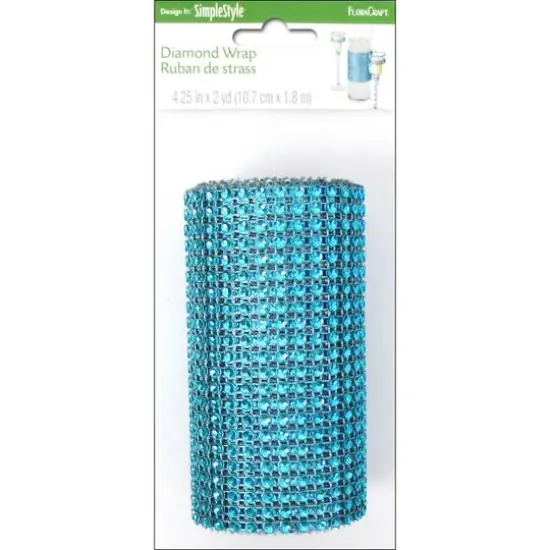 FloraCraft&reg; Turquoise Ribbon Diamond Wrap, 4.25" x 6ft. {1}