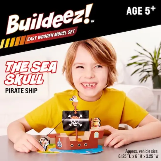 Creativity for Kids&reg; Buildeez!&trade; The Sea Skull Pirate Ship Wooden Model Set {3}
