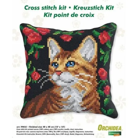 Orchidea Cushion Cross Stitch Kit Cat {3}