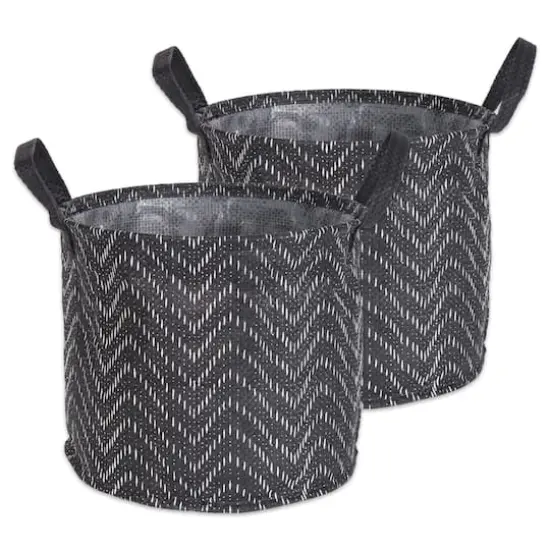 DII&reg; Large Round Black & White Tribal Chevron PE-Coated Woven Paper Laundry Bin, 2ct. {1}