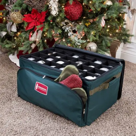 TreeKeeper 72ct. 4" Christmas Ornament Storage Box with Front Pocket {11}