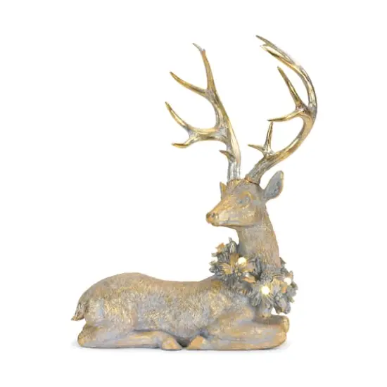 Gold Lounging Deer LED Figurine Set, 21" & 21.75" {4}