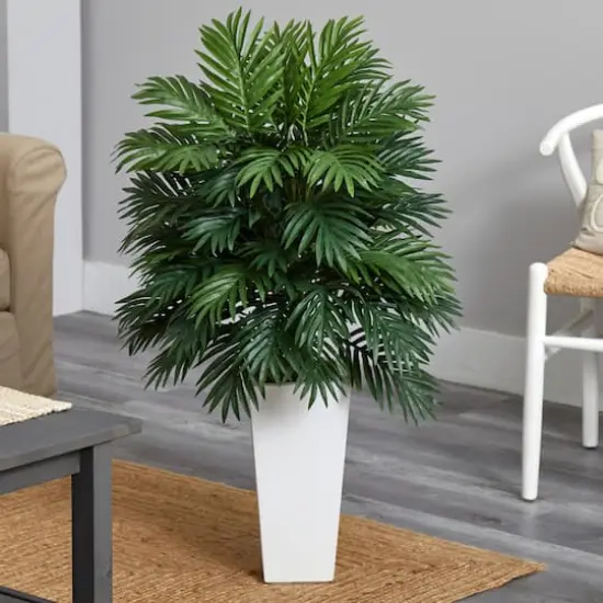 3.5ft. Areca Palm Artificial Plant in White Tower Planter {5}
