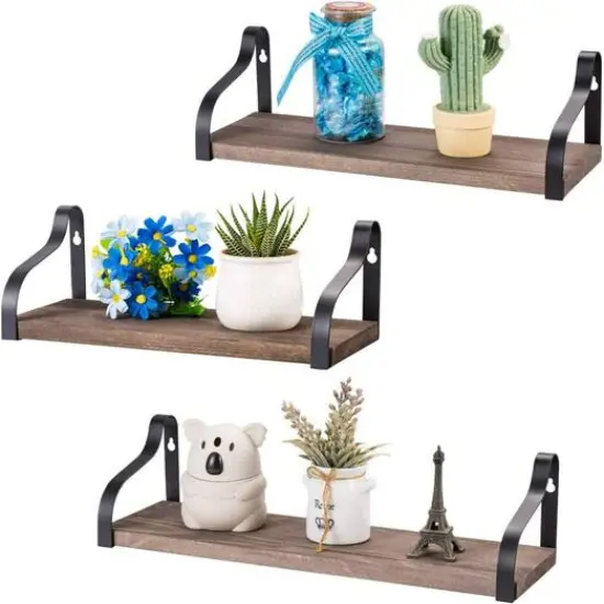 Rustic Wood Floating Wall Shelves Set {2}