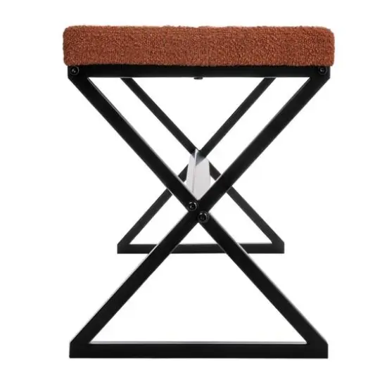 Household Essentials Harper 46.5" Metal & Boucle Bench Terracotta {7}