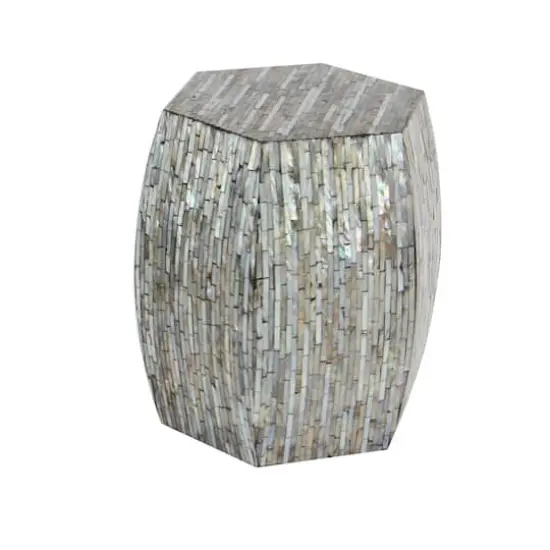 16" Multicolor Barrel-Shaped Shell Side Table {3}