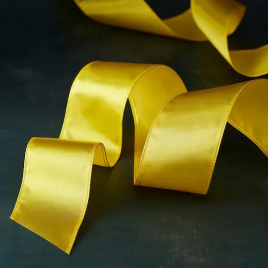 2.5" x 10yd. Satin Wired Ribbon by Celebrate It® Specialty Bright Yellow {3}