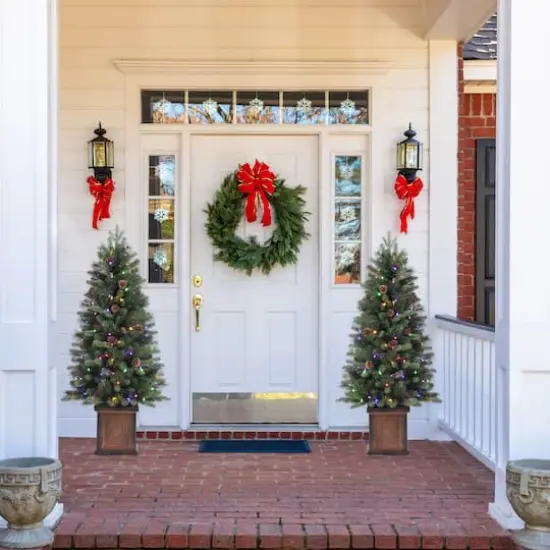 4.5ft. Pre-Lit Brookdale Fir Artificial Potted Christmas Tree, Color Changing T5 LED Lights {5}