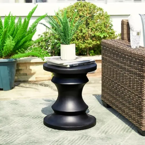 Glitzhome&reg; 18" Black Chess Garden Stool {5}