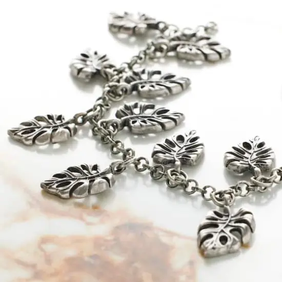 Oxidized Silver Metal Palm Leaf Charms, 20mm by Bead Landing&trade; {3}