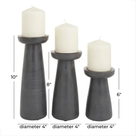 Black Wood Modern Candle holder 10",8",6" {7}