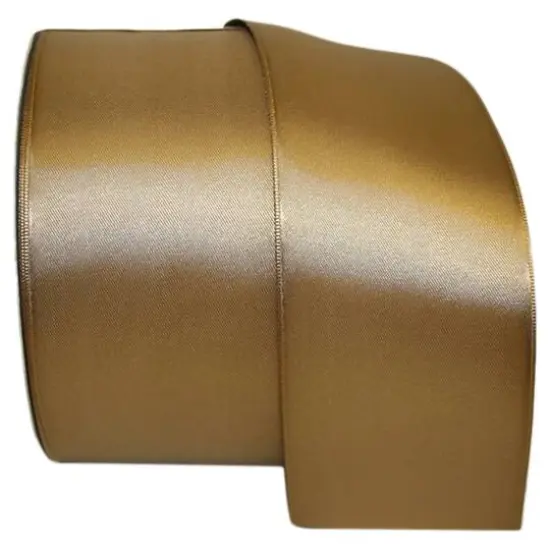 JAM Paper 2.5'' x 50yd. Double Face Satin Ribbon Antique Gold {1}