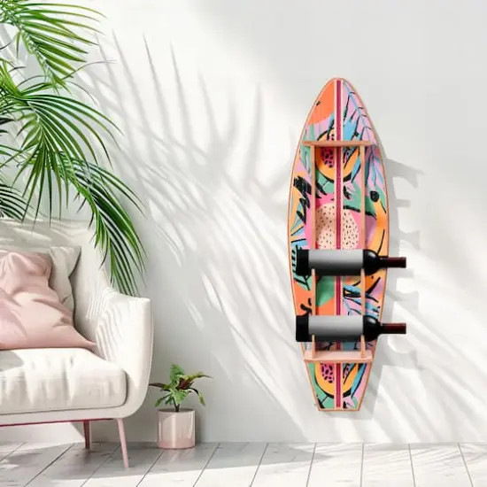 American Art Decor Tipsy Fruit Surfboard Wine Rack - 8" x 25.5" x 7.5" {3}