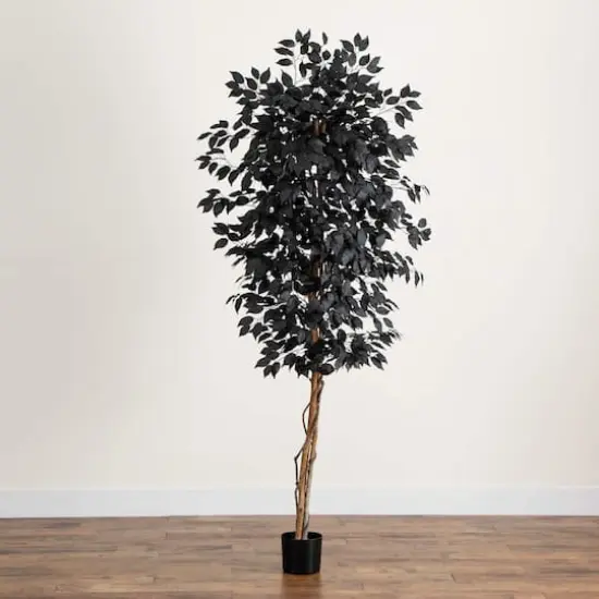 6ft. Artificial Halloween Black Ficus Tree with Natural Trunk {6}