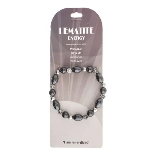 John Bead Hematite Black Natural Stone Stretch Bracelet Black No 72 {1}