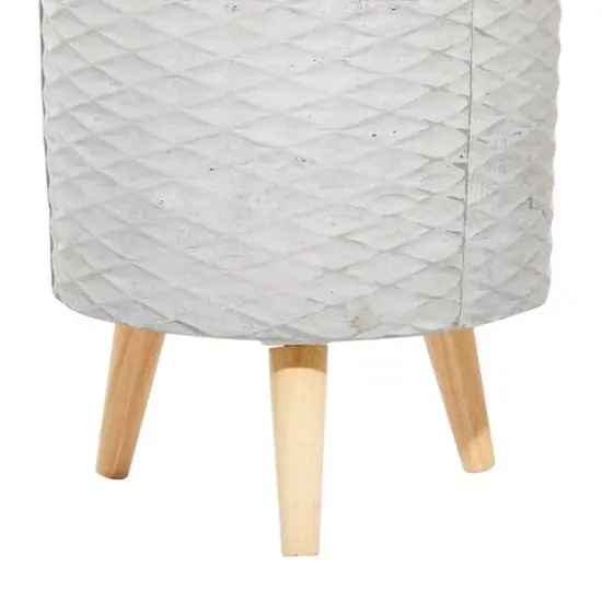 Light Gray Cylinder Polystone Contemporary Planter Set {3}